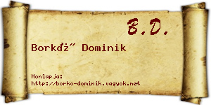 Borkó Dominik névjegykártya